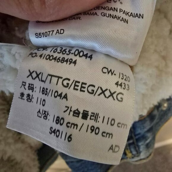 Men's Levi's Classic Blue Denim Jacket Sherpa Lining Size XXL Truckers Blue Jean - Picture 13 of 17